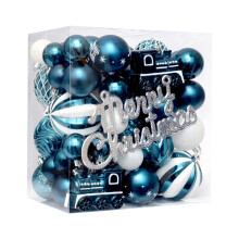 65-teiliges Set bemalter Kunststoff-Weihnachtskugeln