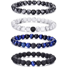 Armbandenset voor heren met tijgeroogkralen – 8 mm natuurstenen kralen.