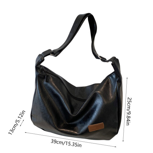 Vegan Δερμάτινη Τσάντα Tote Slouchy για Γυναίκες – Μαύρη, Καφέ, 2