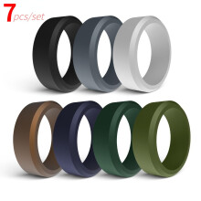 Silikon-Eheringe für Herren, 8 mm breit, 2 mm dick, 7er-Pack
