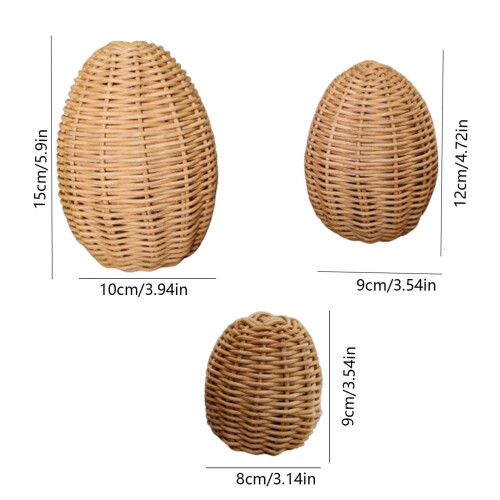 3 stk. håndvævede rattan påskeæg dekorationer 2