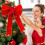Laço de veludo vermelho com LED para decoração de Natal, 38 x 27 cm (15 x 10,6 polegadas) 2
