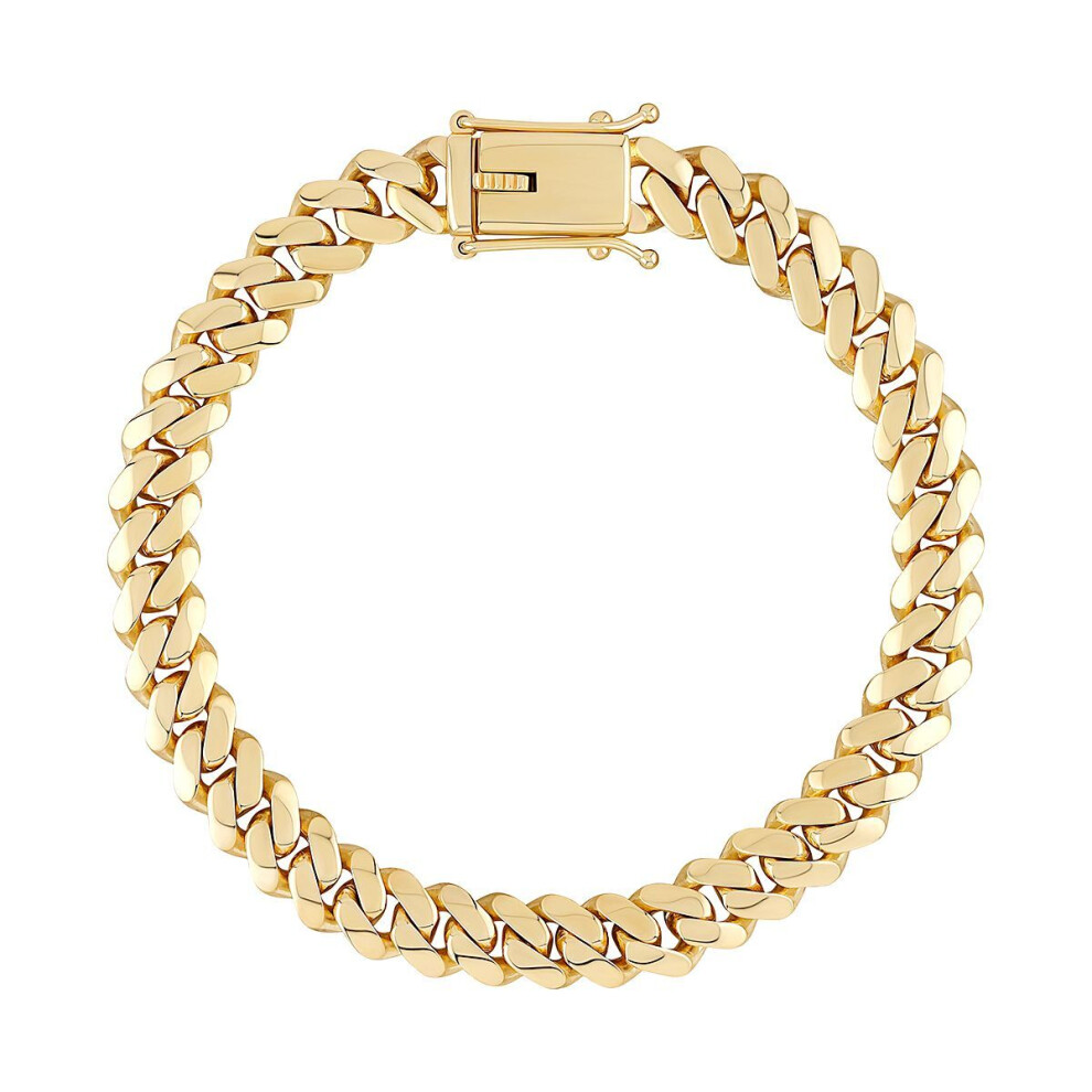 Jewelco London Men's Solid 9Ct Yellow Gold Domed Cuban Curb 8.5Mm Chain Link Bracelet, 8.5 Inch 21Cm - Jbb454-8.5