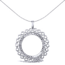 Jewelco London Solid Sterling Silver Loop Spiral Frame Full Sovereign Coin Mount Pendant - ASP002-F