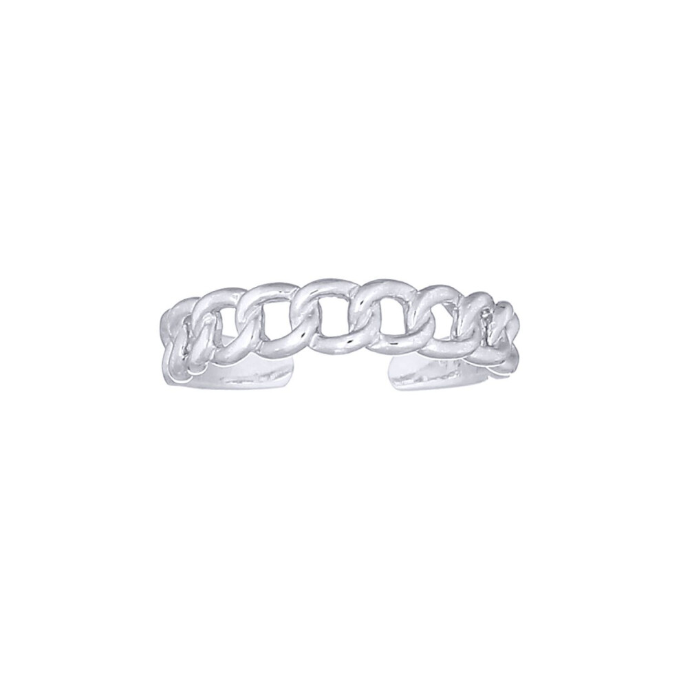 Jewelco London Rhodium Silver Albert Curb Chain Link Toe Ring - Atr005