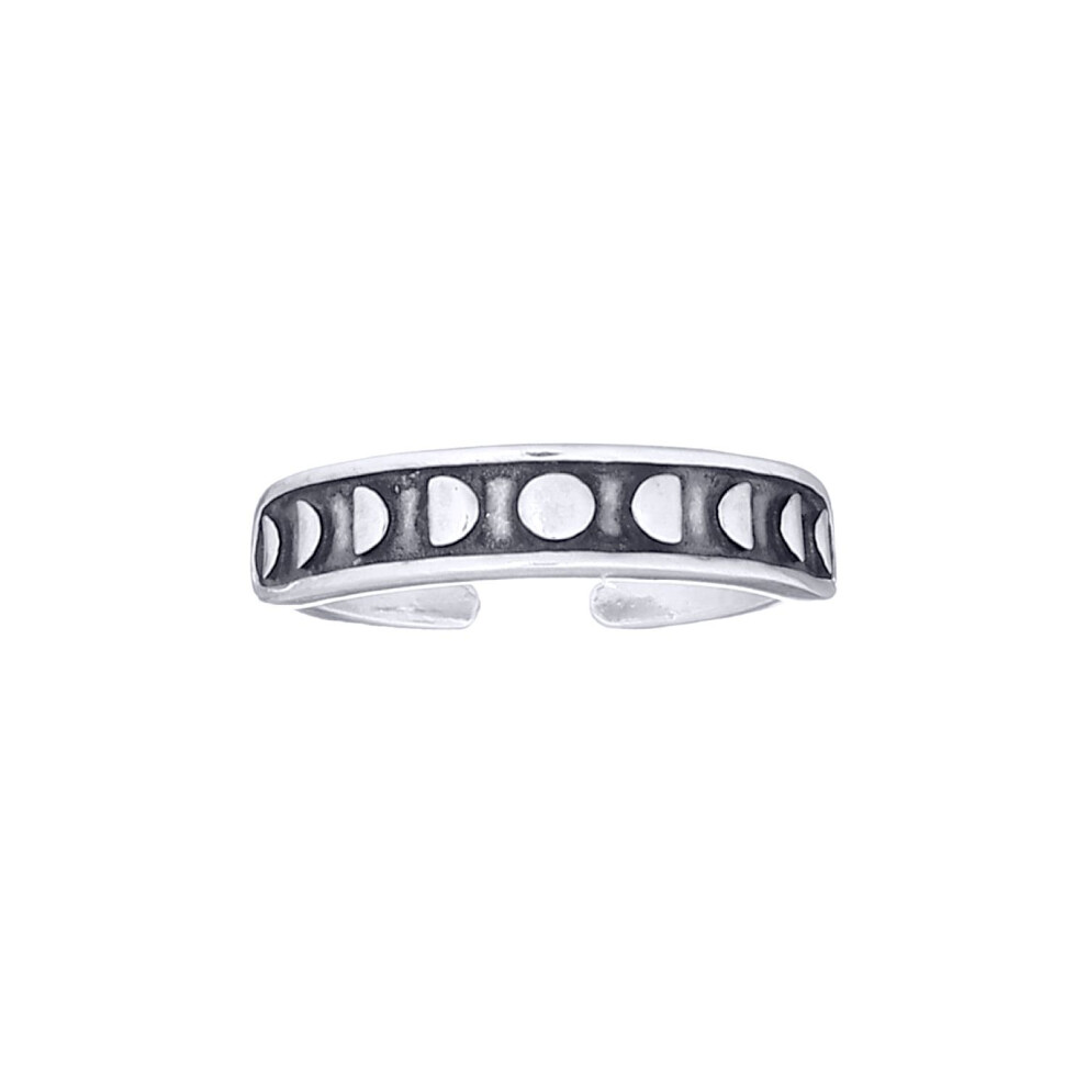 Jewelco London Rhodium Moon Phases Lunar Toe Ring - Atr003 Silver