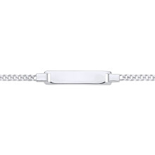 Jewelco London Kids Rhodium Plated Sterling Silver Classic Curb Identity ID Bar Bracelet 6 inch - ID52