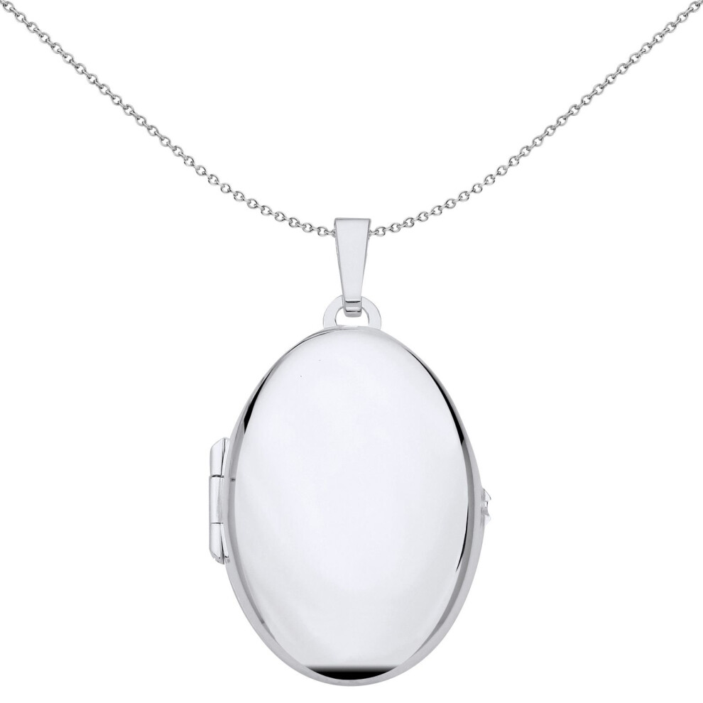 Jewelco London Unisex Rhodium Plated Sterling Solid Oblong Id Bar Pendant Necklace 18 Inch - Gvp685 Silver