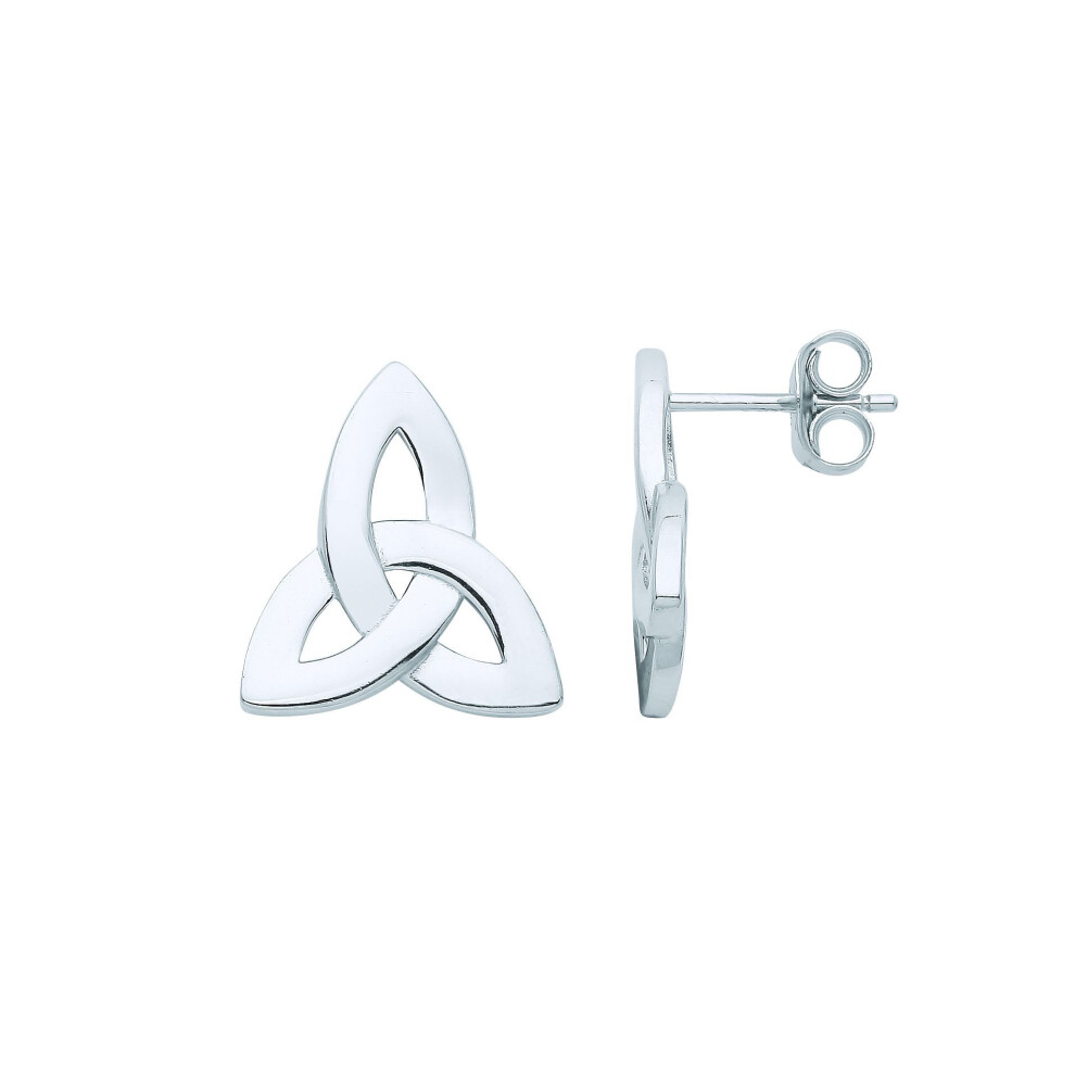 Jewelco London Ladies Rhodium Plated Sterling Trinity Knot Stud Earrings - Gve963sml Silver