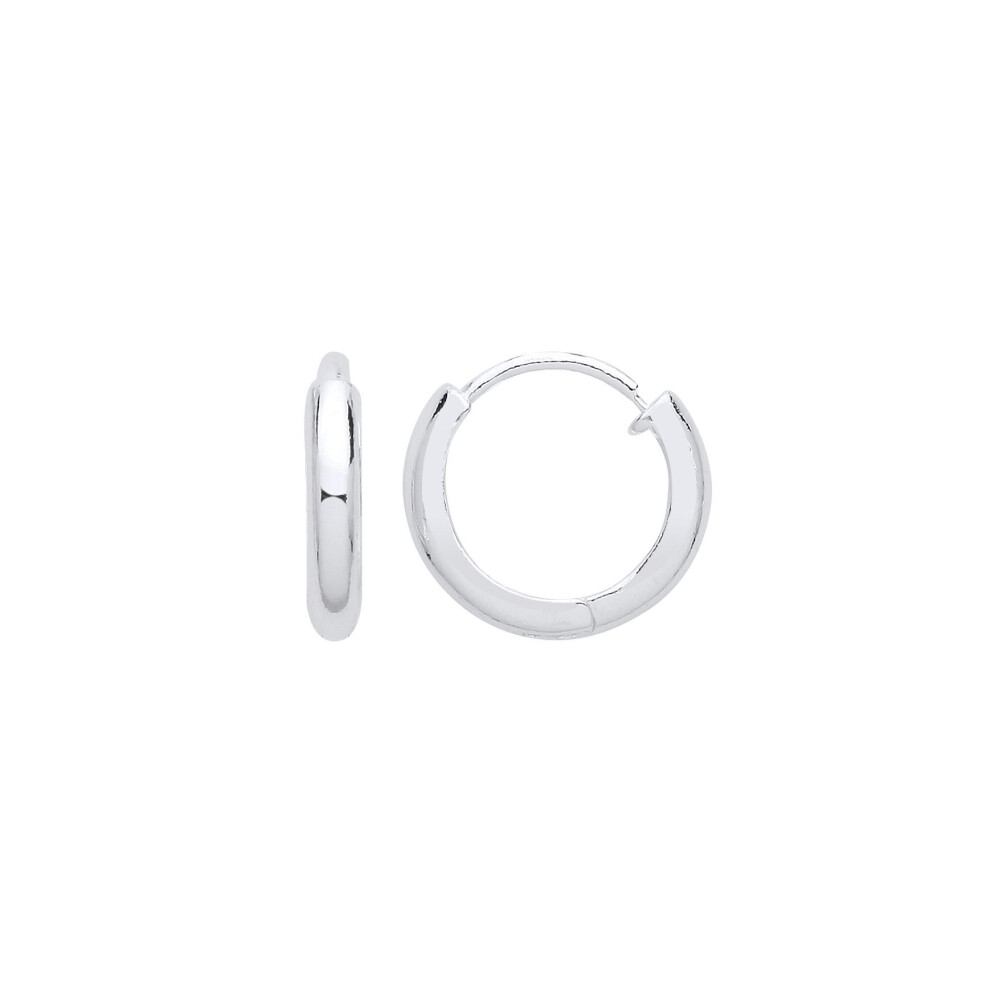 Jewelco London Ladies Sterling Silver Polished Huggie Hoop Earrings 14Mm - Er111