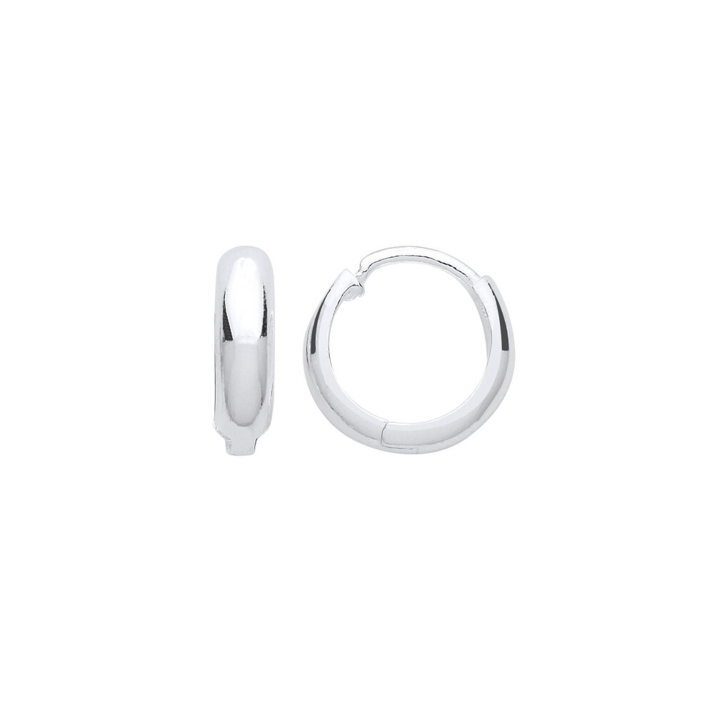 Jewelco London Ladies Sterling Silver Polished Huggie Hoop Earrings 13Mm - Er112