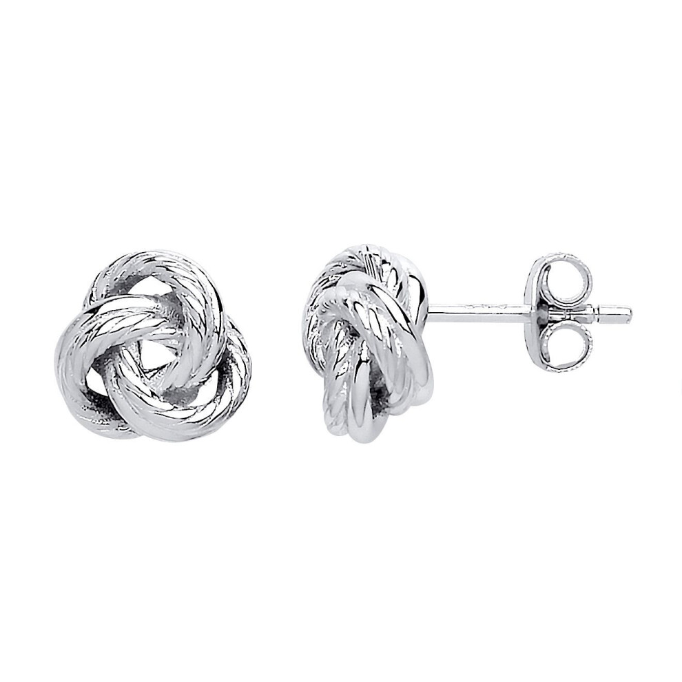 Jewelco London Ladies Sterling Trinity Twist Knot Stud Earrings - Gve565 Silver