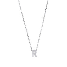 Jewelco London Ladies Sterling Silver Letter R Initial Pendant Necklace 18 inch - GIN4R