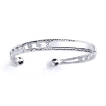 Jewelco London Boys Sterling Silver Barked Curb Link ID Torque Baby Bangle Bracelet - BN61