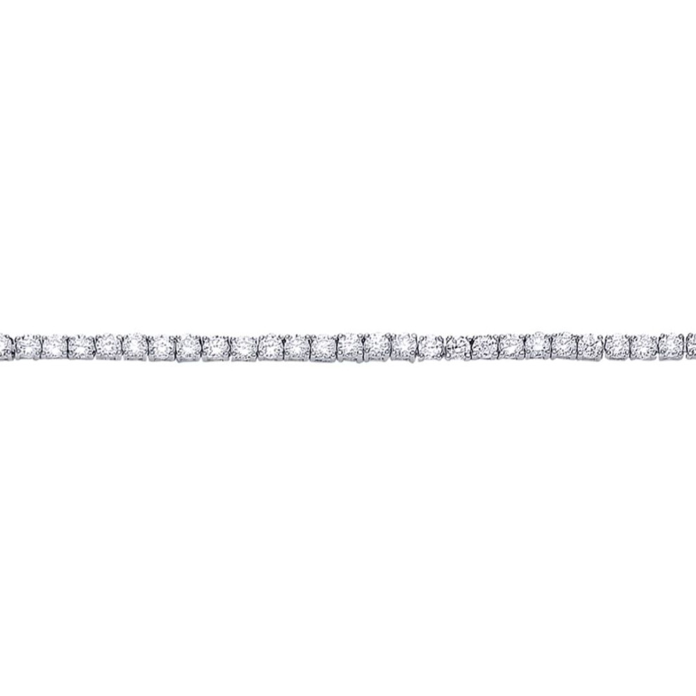 Jewelco London Ladies Sterling Silver Cubic Zirconia 4 Claw Line Tennis Bracelet 4Mm 7 Inch - Gvb094