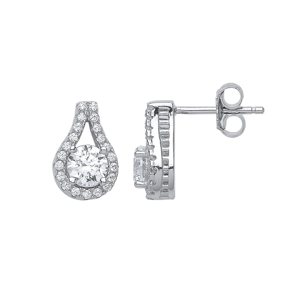 Jewelco London Ladies Sterling Cubic Zirconia Tears Of Joy Drop Earrings - Gve435 Silver
