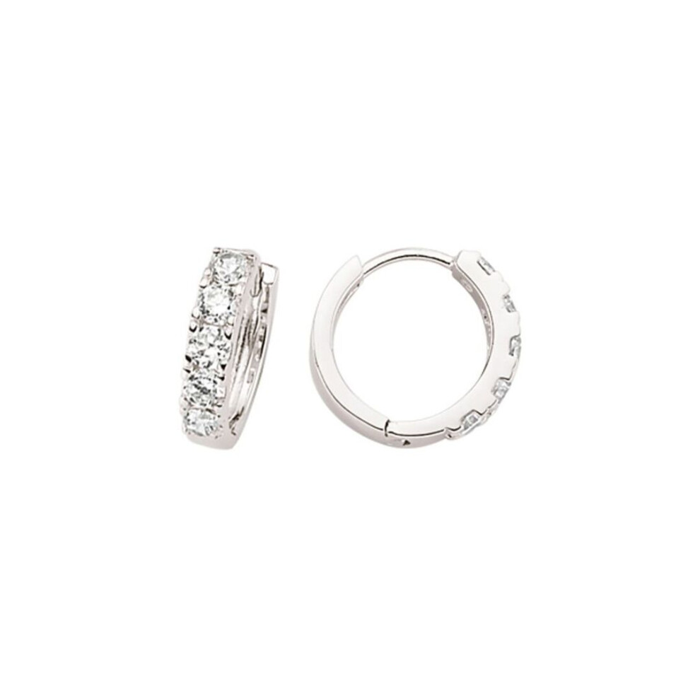 Jewelco London Ladies Sterling Cubic Zirconia Eternity Huggie Hoop Earrings 15Mm - Gve389 Silver