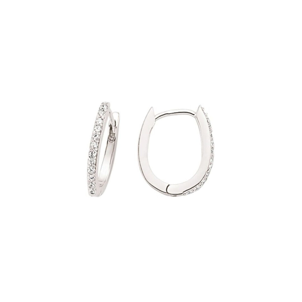 Jewelco London Ladies Sterling Cubic Zirconia Huggie Hoop Earrings _Delete_mm - Gve405 Silver
