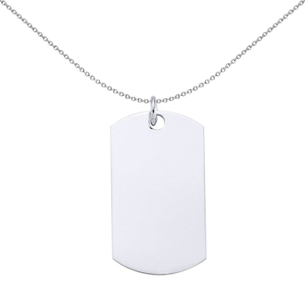 Jewelco London Mens Sterling Military Dog Tag Pendant Necklace 18 Inch - Gvp157 Silver
