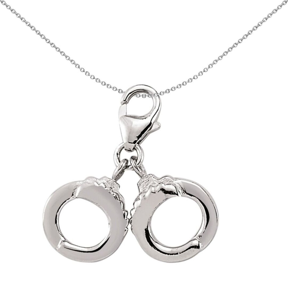 Jewelco London Unisex Sterling Silver Handcuffs Lobster Clasp Link Charm - Cm082