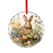 Vintage French Rabbit Crystal Glass Ornament 1 pc