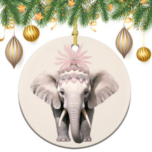 Vintage Baby Pink Elephant Christmas Ornament Set