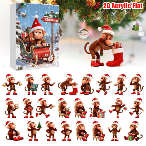 Calendar de Advent cu Maimuțe 2025 – 24 Ornamente Decorative