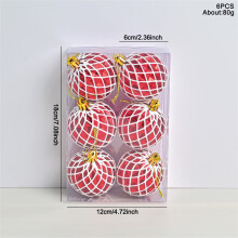 6 Pack White Plaid Shatterproof Christmas Baubles 2.4 in