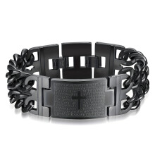 Bracciale da uomo in denim con catena, acciaio al titanio, nero