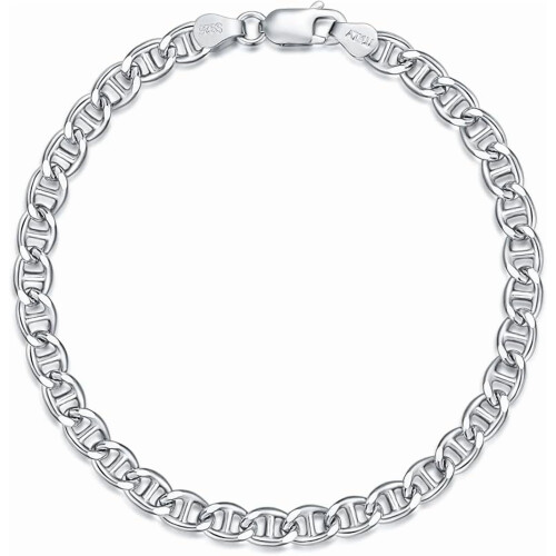925 Sterling Silver Mariner Chain Armband 4mm
