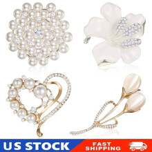 Conjunto de broches de corazón con perlas de cristal para mujer (4 piezas)