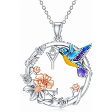 Collana con ciondolo a forma di colibrì in argento sterling 26-Lettera