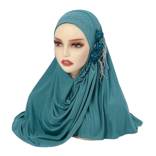 Dameskjerf med blomsterdusker og hijab - polyester, 40 cm