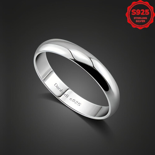 S925 Silver Elegant Ring Simple Polished Wedding Band Unisex
