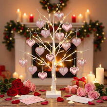 Karymi Heart Ornaments Pink Red Rose Gold 24pcs