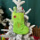 Grüner Weihnachtsstrumpf, gestrickt, bestickt, 18 cm 1