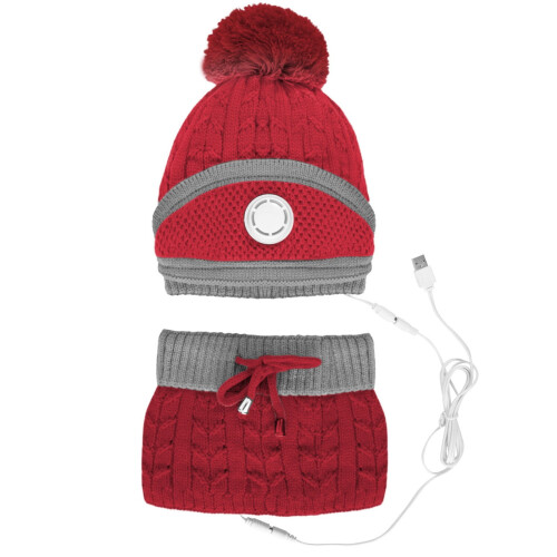 Conjunto de gorro y bufanda calefactables USB para mujer, 5 V, 40–50 C