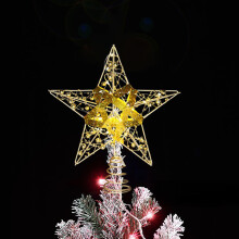 Christmas Tree Topper Silver Star Metal Glitter Small