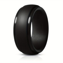 Men's Silicone Wedding Band Black 8mm Wide Size 7-14