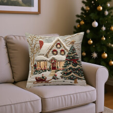 Kerstkussenhoes 45x45cm Katoen met verborgen ritssluiting