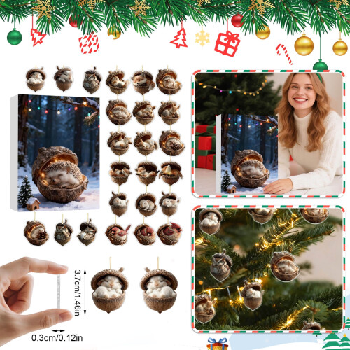 Adventskalender-Ornamente mit 24 Waldtiermotiven