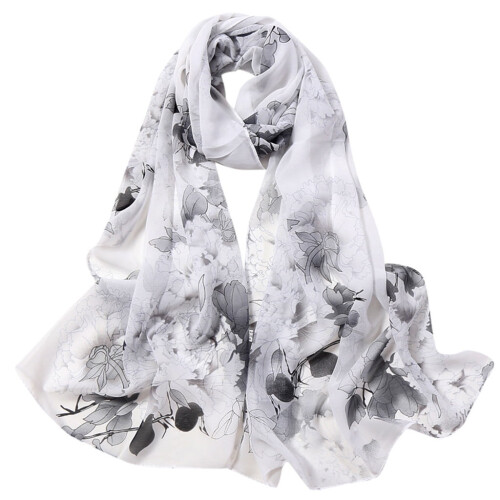 Polyester-Schal mit Blumenmuster für Damen, 160 x 50 cm