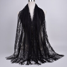 Schwarzer Chiffon-Hijab-Schal für Damen – 175 cm