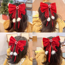 Red Velvet Hair Ribbons Scrunchies Elastic Headwear for