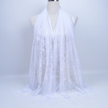 Weißer Chiffon-Hijab-Schal für Damen – 175 cm
