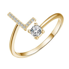 Ring met initialen voor dames – Verguld, verstelbaar