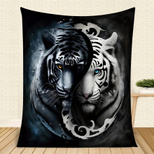 Ασπρόμαυρη και άσπρη κουβέρτα Tiger Flannel Throw
