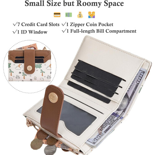 Women's RFID-Blocking Bifold Wallet with Zipper Coin Pocket 1