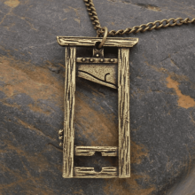 Guillotine-Anhänger-Halskette, Vintage-Silberlegierung