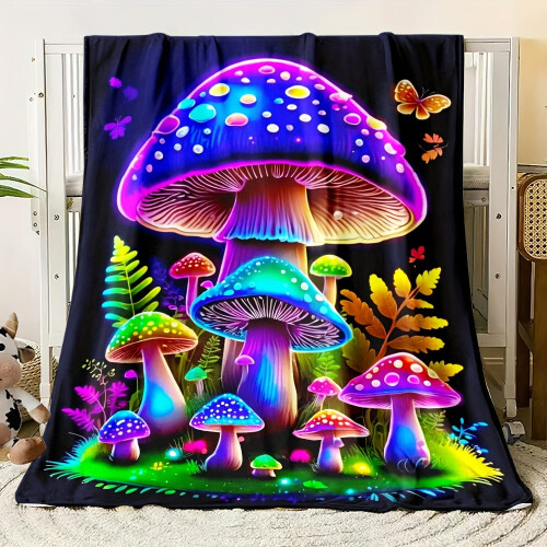 Κουβέρτα Fleece με νέον μανιτάρι 150x200εκ.